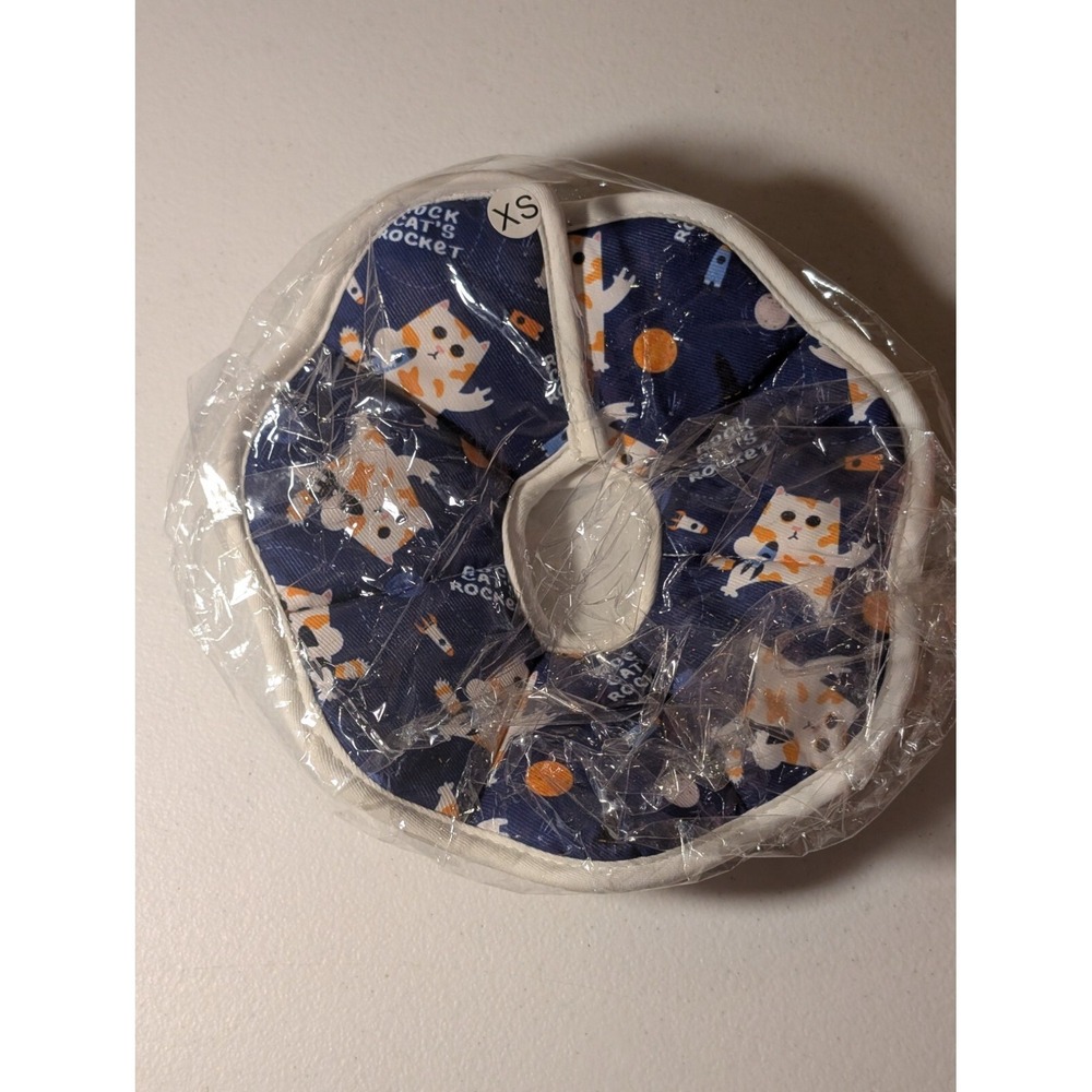 Comsaf Pet Recovery Collar‎ XS Soft Cone for Cats/Dogs Rocket Print New - Picture 2 of 2